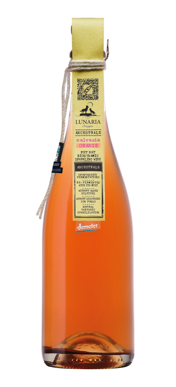 PET-NAT Ancestrale Malvasia Brut Nature oranžové Lunaria BIO Demeter